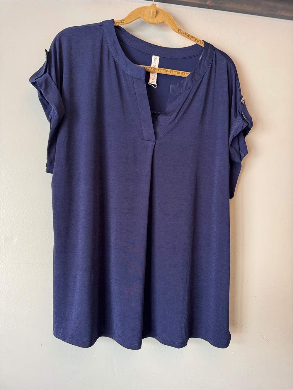Women's Navy Roll-Tab Short Sleeve Tunic